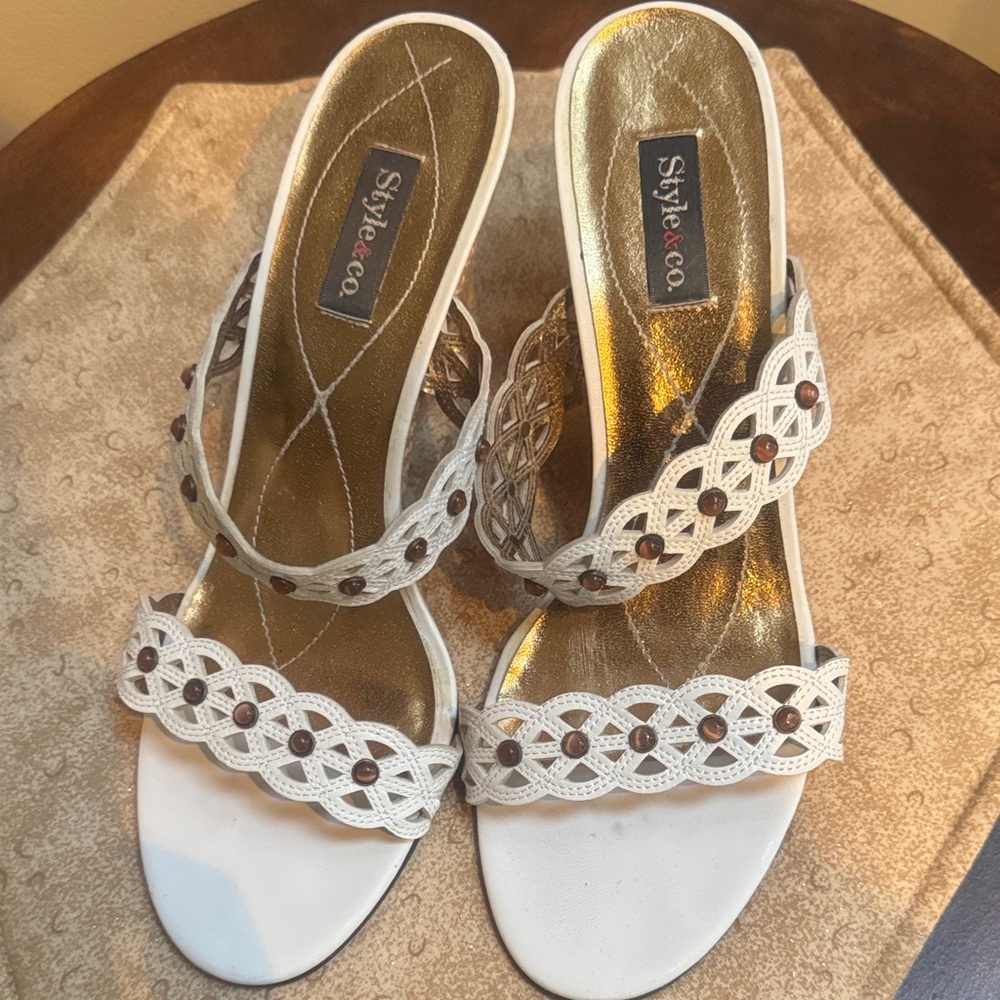 Style & Co. Women's White Slip-On Sandals